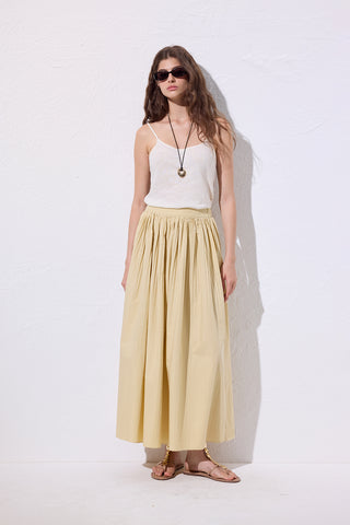 Pleated Wide Skirt Yellow