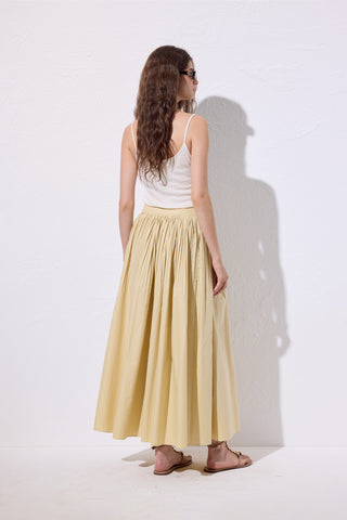 Pleated Wide Skirt Yellow