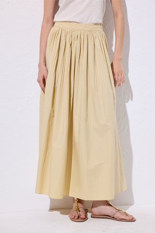 Pleated Wide Skirt Yellow
