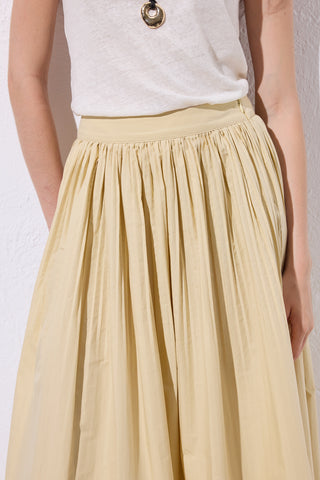 Pleated Wide Skirt Yellow