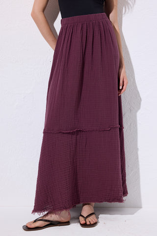 Layered Muslin Maxi Skirt Damson