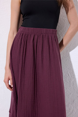 Layered Muslin Maxi Skirt Damson