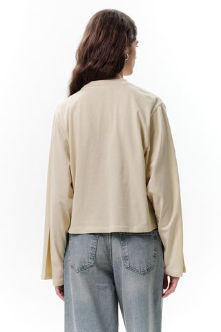 Printed Long-Sleeve Crop Top Object