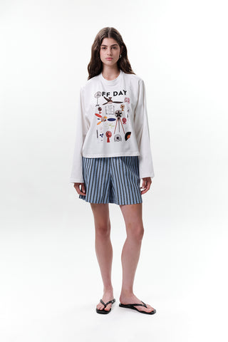 Printed Long-Sleeve Crop Top Offday