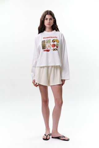 Printed Long-Sleeve Crop Top Homemade