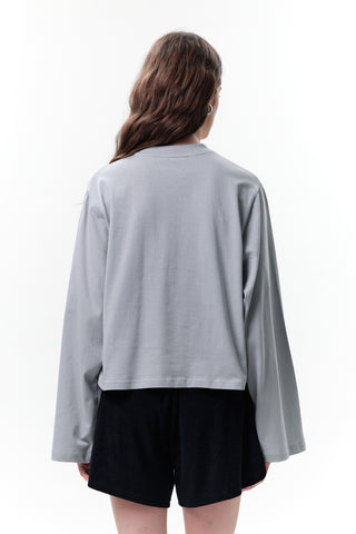 Printed Long-Sleeve Crop Top Breakfast