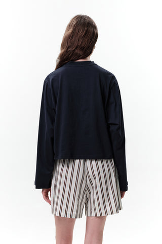 Printed Long-Sleeve Crop Top Butter