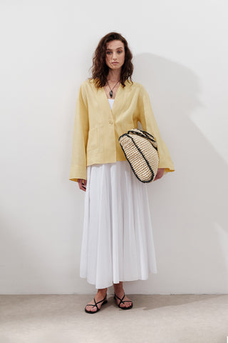 Panelled Cotton Maxi Skirt Ecru