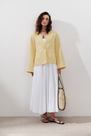 Panelled Cotton Maxi Skirt Ecru