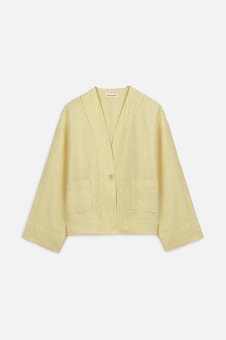 Single-Button Linen Blouse Yellow