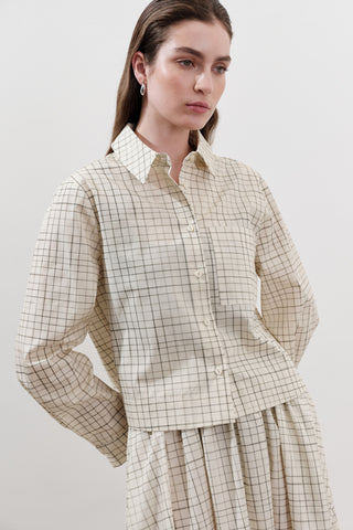 Patterned Poplin Shirt Yellow