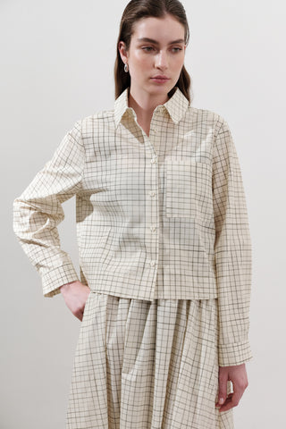 Patterned Poplin Shirt Yellow