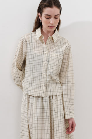 Patterned Poplin Shirt Yellow