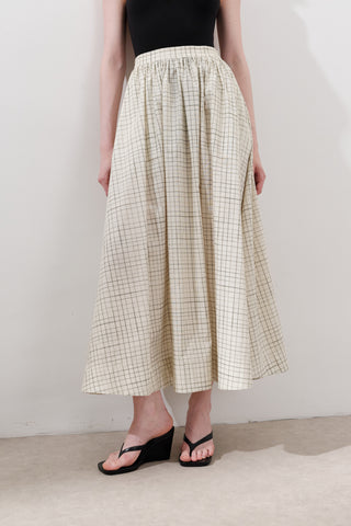 Patterned Poplin Skirt Yellow