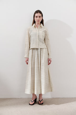 Patterned Poplin Skirt Yellow