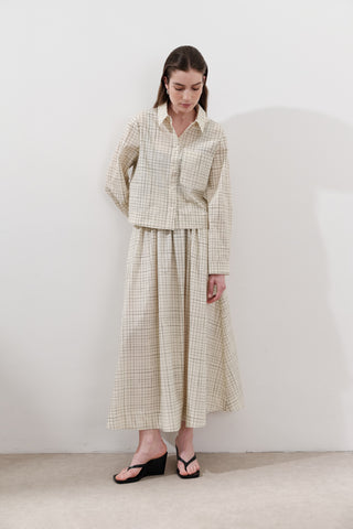 Patterned Poplin Skirt Yellow