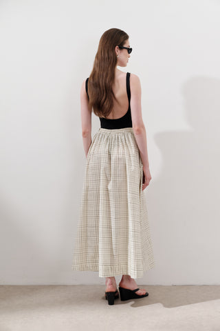 Patterned Poplin Skirt Yellow