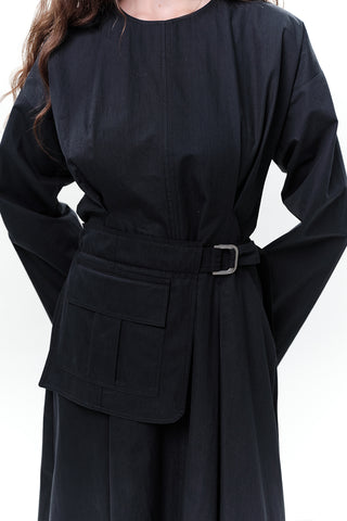 Belted Dress With Pockets Navy Blue