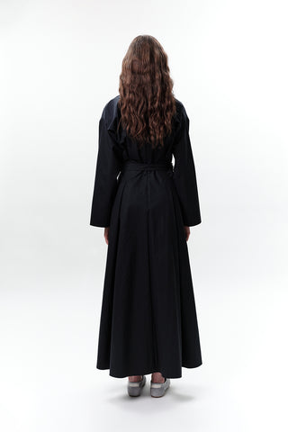 Belted Dress With Pockets Navy Blue