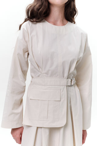 Belted Dress With Pockets Stone