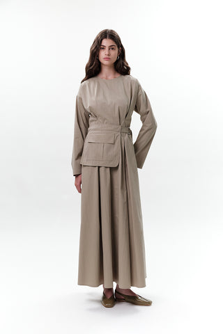 Belted Dress With Pockets Green