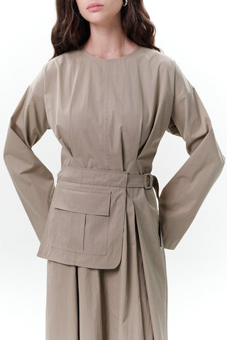 Belted Dress With Pockets Green