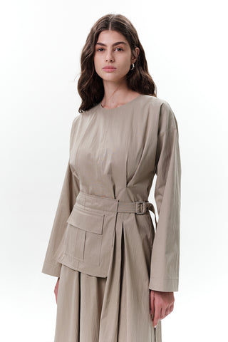 Belted Dress With Pockets Green