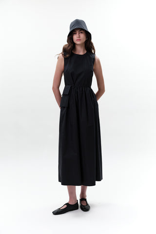 Belt Detail Sleeveless Dress Navy Blue