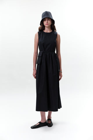 Belt Detail Sleeveless Dress Navy Blue