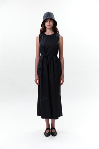 Belt Detail Sleeveless Dress Navy Blue