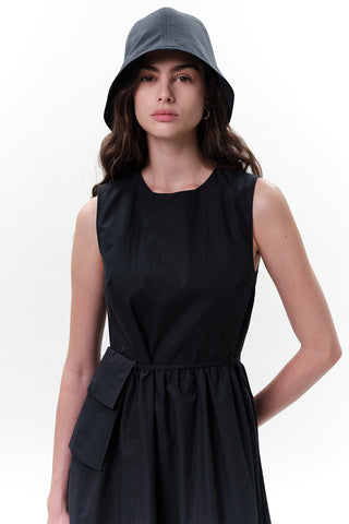 Belt Detail Sleeveless Dress Navy Blue