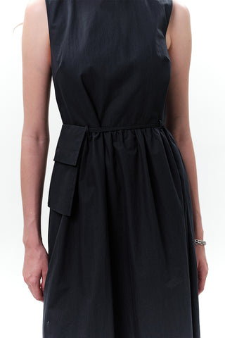 Belt Detail Sleeveless Dress Navy Blue