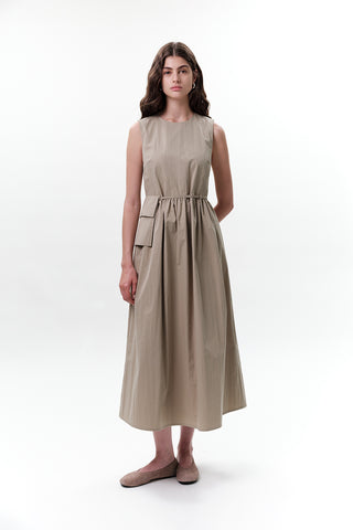 Belt Detail Sleeveless Dress Green