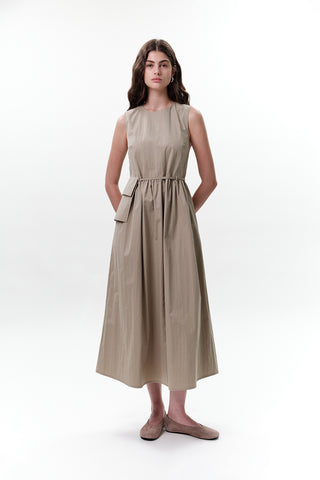 Belt Detail Sleeveless Dress Green