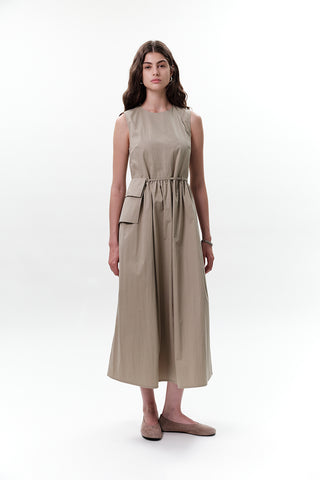 Belt Detail Sleeveless Dress Green
