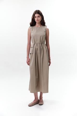 Belt Detail Sleeveless Dress Green