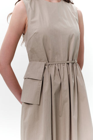 Belt Detail Sleeveless Dress Green