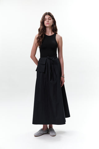 Belted Skirt With Pockets Navy Blue