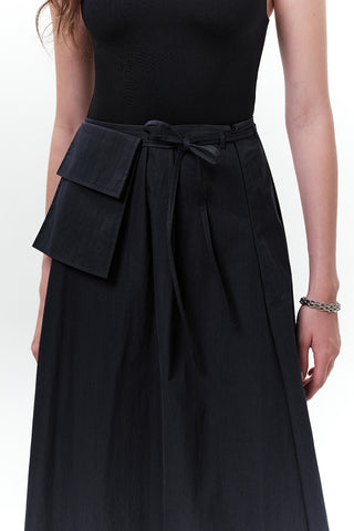 Belted Skirt With Pockets Navy Blue