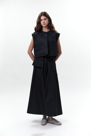 Belted Skirt With Pockets Navy Blue