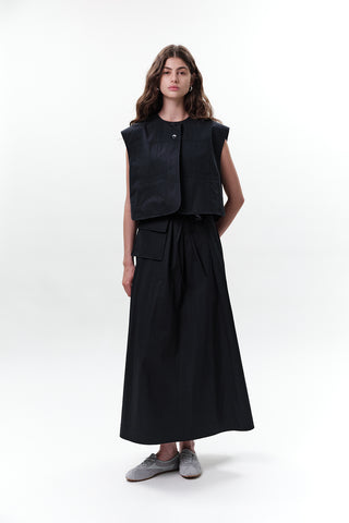 Belted Skirt With Pockets Navy Blue