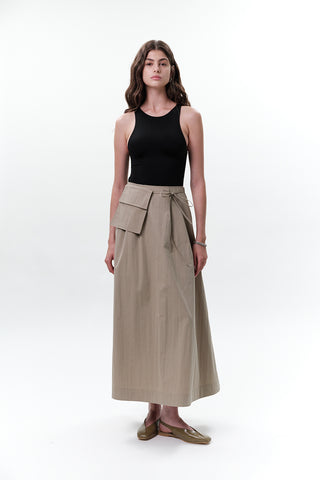 Belted Skirt With Pockets Green