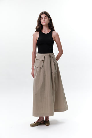 Belted Skirt With Pockets Green