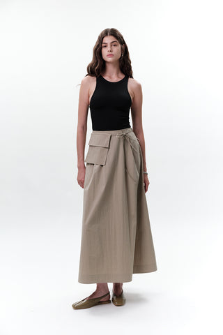 Belted Skirt With Pockets Green