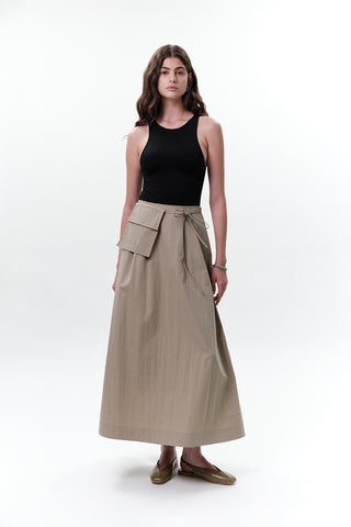 Belted Skirt With Pockets Green