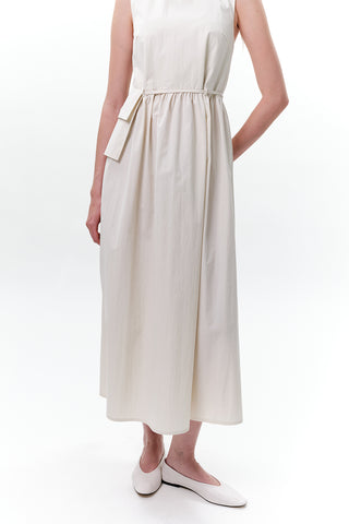 Belt Detail Sleeveless Dress Stone