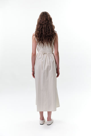Belt Detail Sleeveless Dress Stone