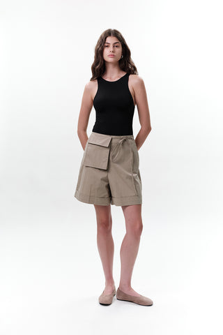 Belted Shorts With Pockets Green