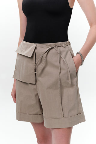 Belted Shorts With Pockets Green