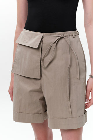 Belted Shorts With Pockets Green